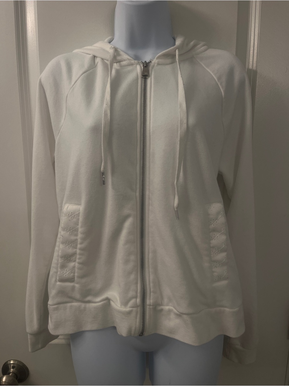 Andrew Marc Cream Full-Zip Hooded Sweatshirt